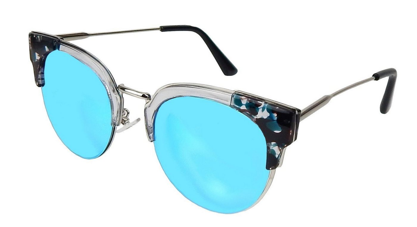 Ella Jonte Sonnenbrille stylishe Brille transparent silber blau verspiegelt UV 400 von Ella Jonte