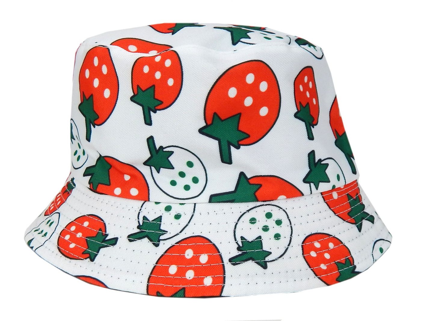 Ella Jonte Sonnenhut Bucket Hat für Mädchen Erdbeere schwarz oder weiß 52 cm von Ella Jonte