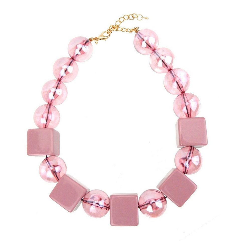 Ella Jonte Statementkette, stylishe Trend Perlenkette rosa große Perlen kurze Kette von Ella Jonte