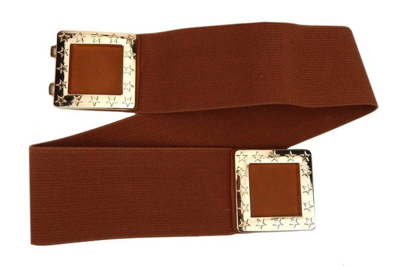 Ella Jonte Stretchgürtel braun oder schwarz mit goldener Schnalle 70-90 cm von Ella Jonte