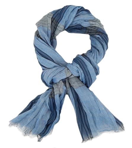 Ella Jonte leichter Herrenschal aus 100% Viskose – Schal in Grau, Schwarz & Blau – 180x65 cm – Weich, Atmungsaktiv & Modisch mit Fransen von Ella Jonte