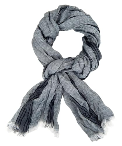 Ella Jonte leichter Herrenschal aus 100% Viskose – Schal in Grau, Schwarz & Blau – 180x65 cm – Weich, Atmungsaktiv & Modisch mit Fransen von Ella Jonte