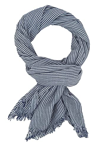 Ella Jonte leichter Herrenschal beige weiß oder blau Streifen Schal maritim Baumwolle von Ella Jonte