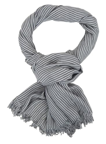 Ella Jonte leichter Herrenschal beige weiß oder blau Streifen Schal maritim Baumwolle von Ella Jonte