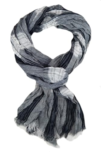Ella Jonte leichter Herrenschal grau schwarz oder blau Viskose Schal für Herren (Grau Weiss) von Ella Jonte