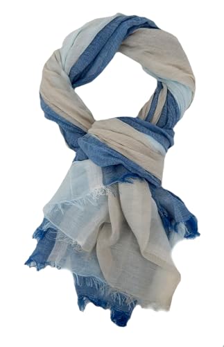 Ella Jonte leichter breiter Herrenschal Schal in 3 Farben blau rot grau Baumwolle Viskose von Ella Jonte