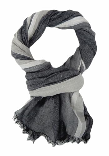 Ella Jonte leichter breiter Herrenschal Schal in 3 Farben blau rot grau Baumwolle Viskose von Ella Jonte