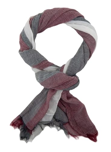 Ella Jonte leichter breiter Herrenschal Schal in 3 Farben blau rot grau Baumwolle Viskose von Ella Jonte