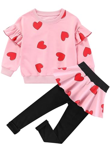 Ella Lust Süßes Kinderkleidung Mädchen - Herzform Drucken Langärmeliges Top + Kleider Hosen Bekleidungssets(Pink,110,1241r) von Ella Lust