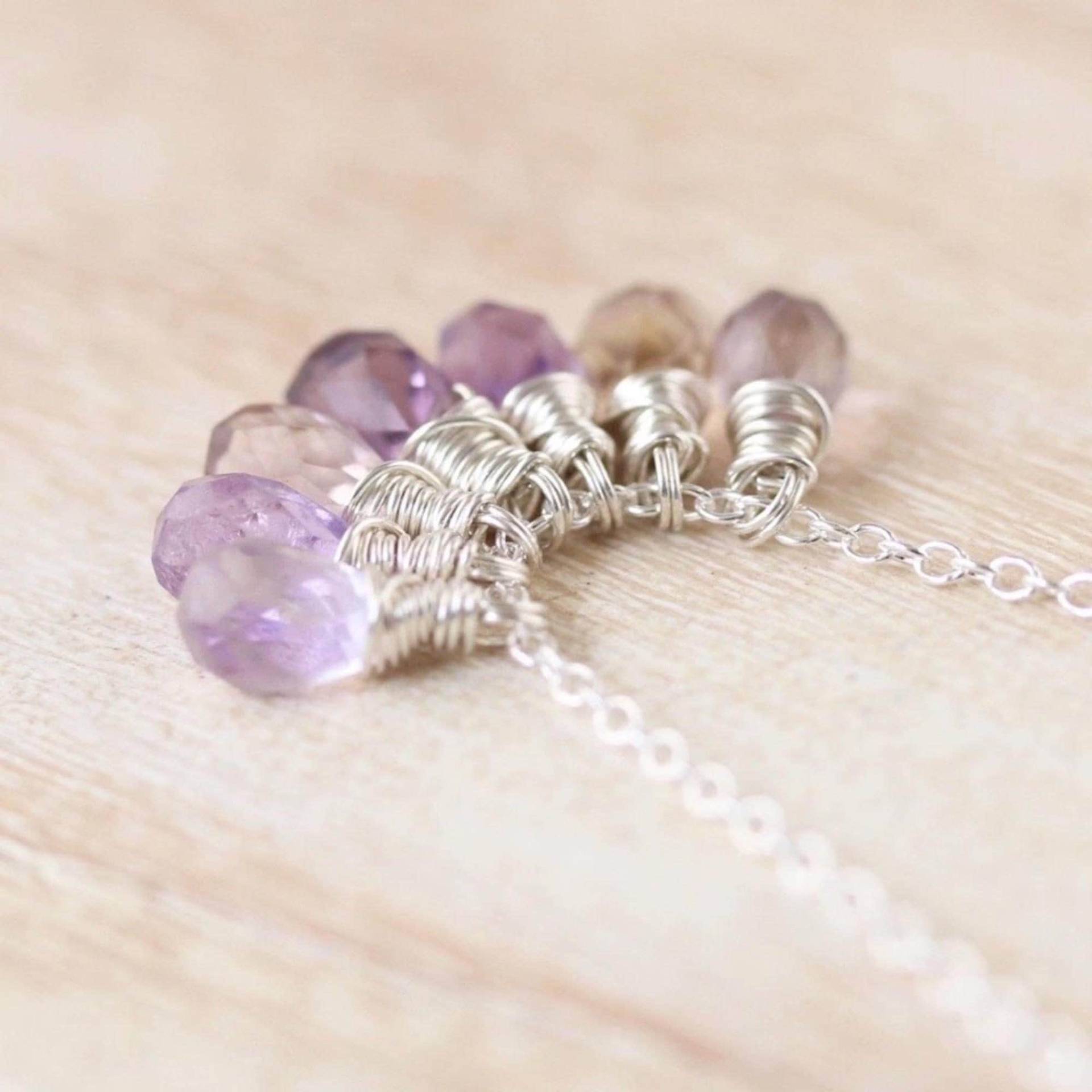 Ametrin Cluster Halskette in Sterling Silber, 14Kt Gold Oder Rosegold Filled, Amethyst & Citrin Edelstein Anhänger, Wire Wrapped Boho Schmuck von EllaArtisanJewellery