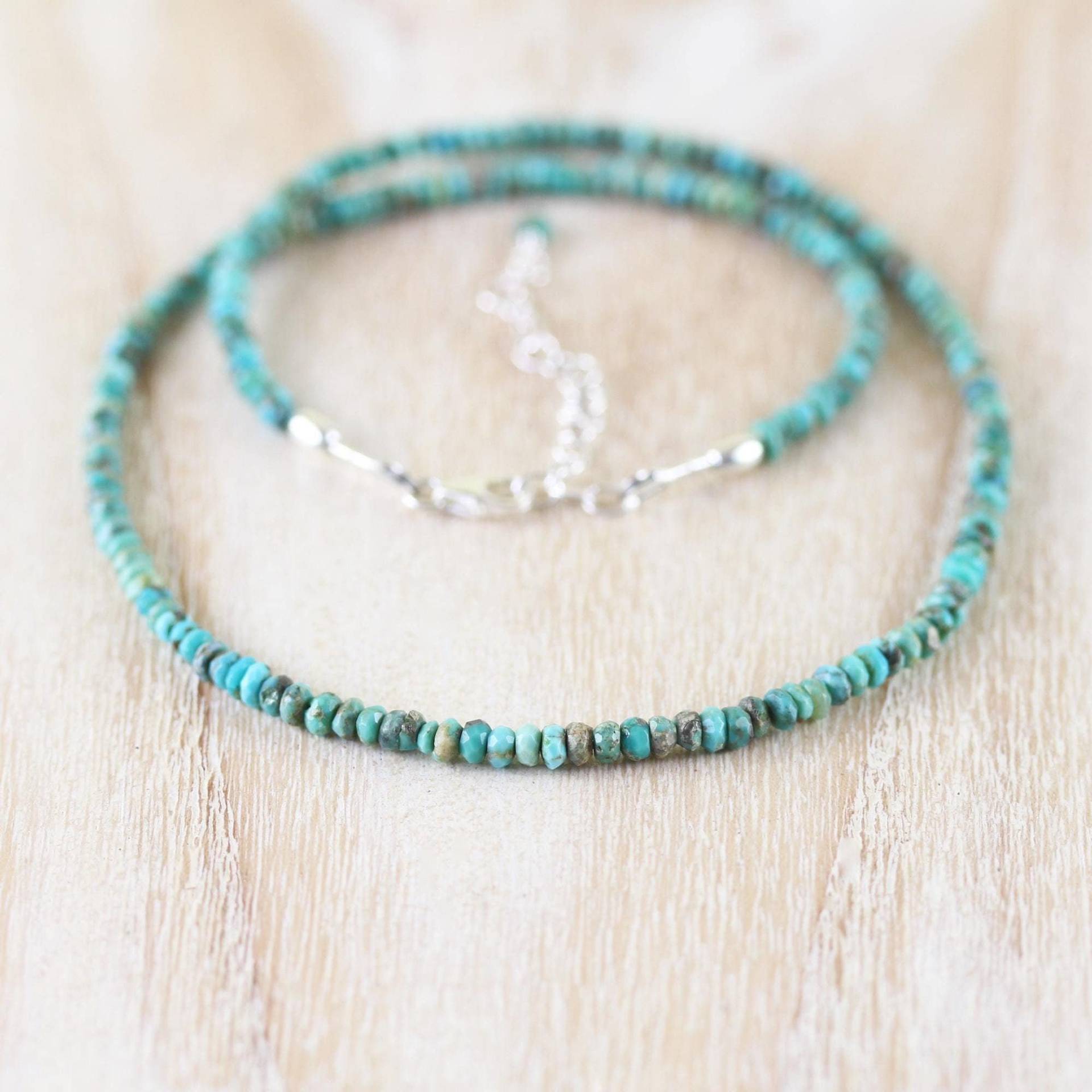 Arizona Dornröschen Türkis Halskette in Sterling Silber, Gold Oder Rosegold Filled, Zierliche Edelstein Halsband, Lange Für Frauen von EllaArtisanJewellery