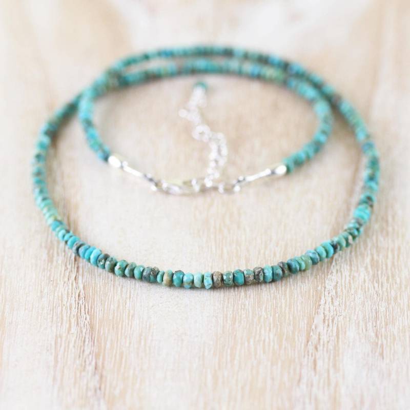 Arizona Dornröschen Türkis Halskette in Sterling Silber, Gold Oder Rosegold Filled, Zierliche Edelstein Halsband, Lange Für Frauen von EllaArtisanJewellery