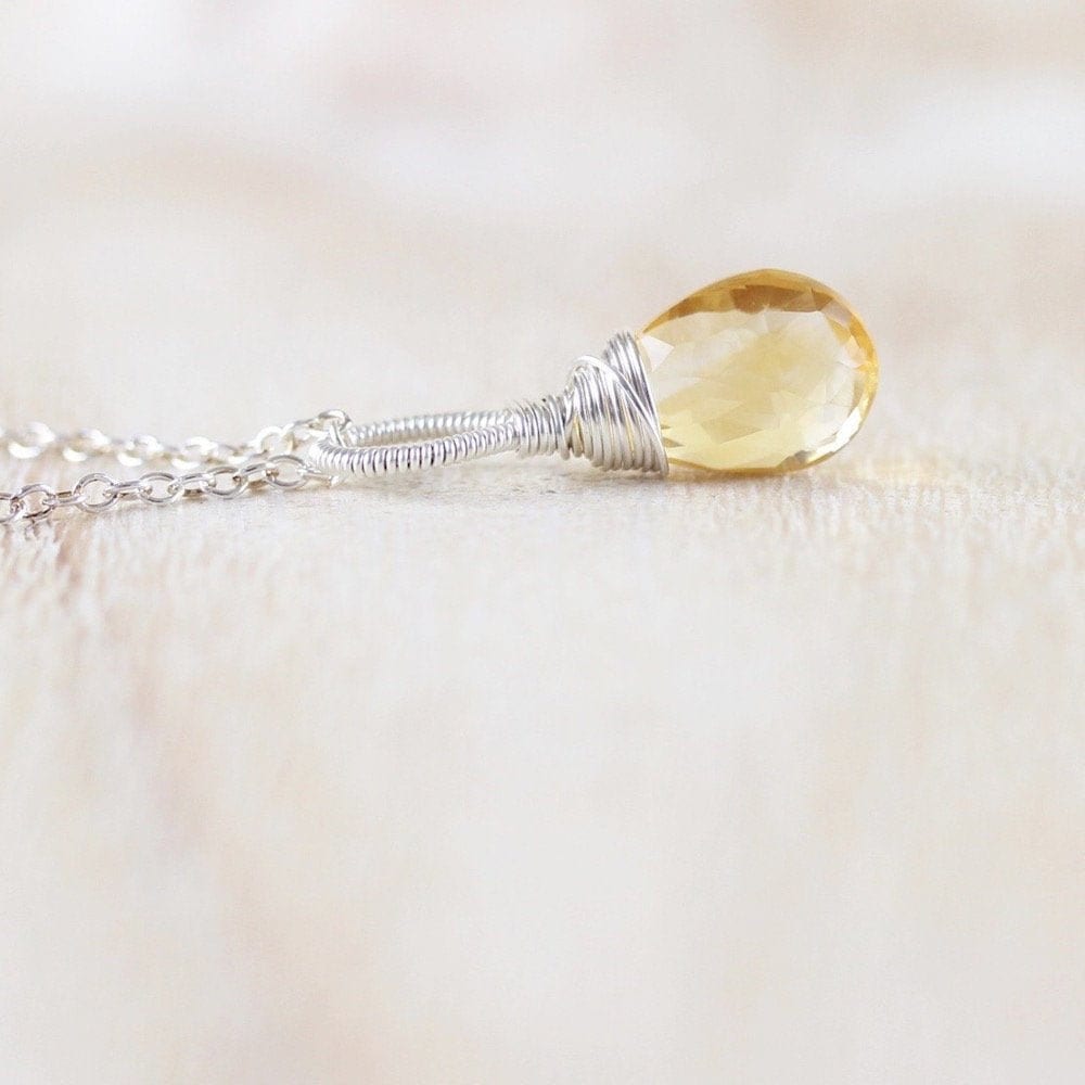 Citrin & Sterling Silber Anhänger, Aaa Halbedelstein Halskette Charme, Wire Wrapped Schmuck Für Frauen, November Birthstone von EllaArtisanJewellery