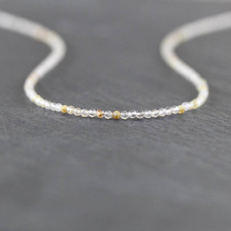 Goldene Rutilquarz Halskette in Sterling Silber, Gold Oder Rosegold Filled, Zierliche 2 Mm Facettierte Edelstein von EllaArtisanJewellery