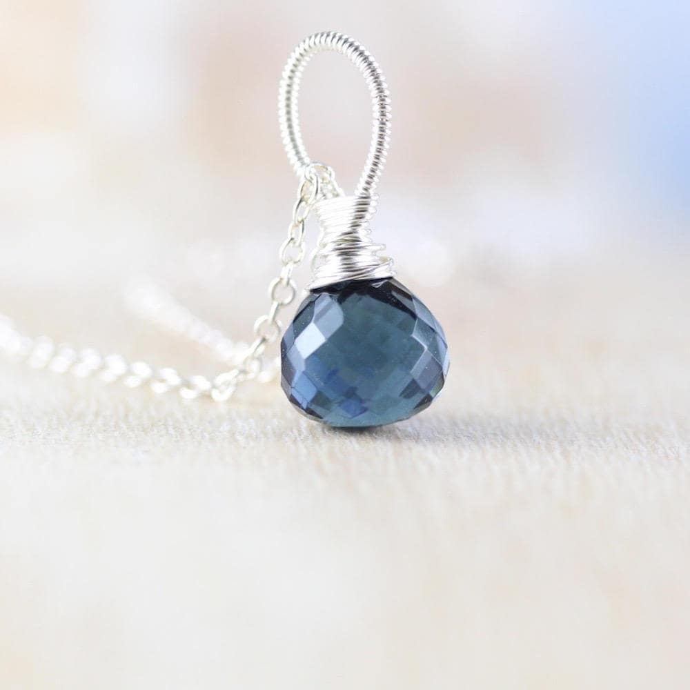 London Blautopas Quarz Anhänger in 925 Sterling Silber, 14K Gold Oder Rosegold Fill, Draht Gewickelt Edelstein Halsketten Charme, Kristall Schmuck von EllaArtisanJewellery