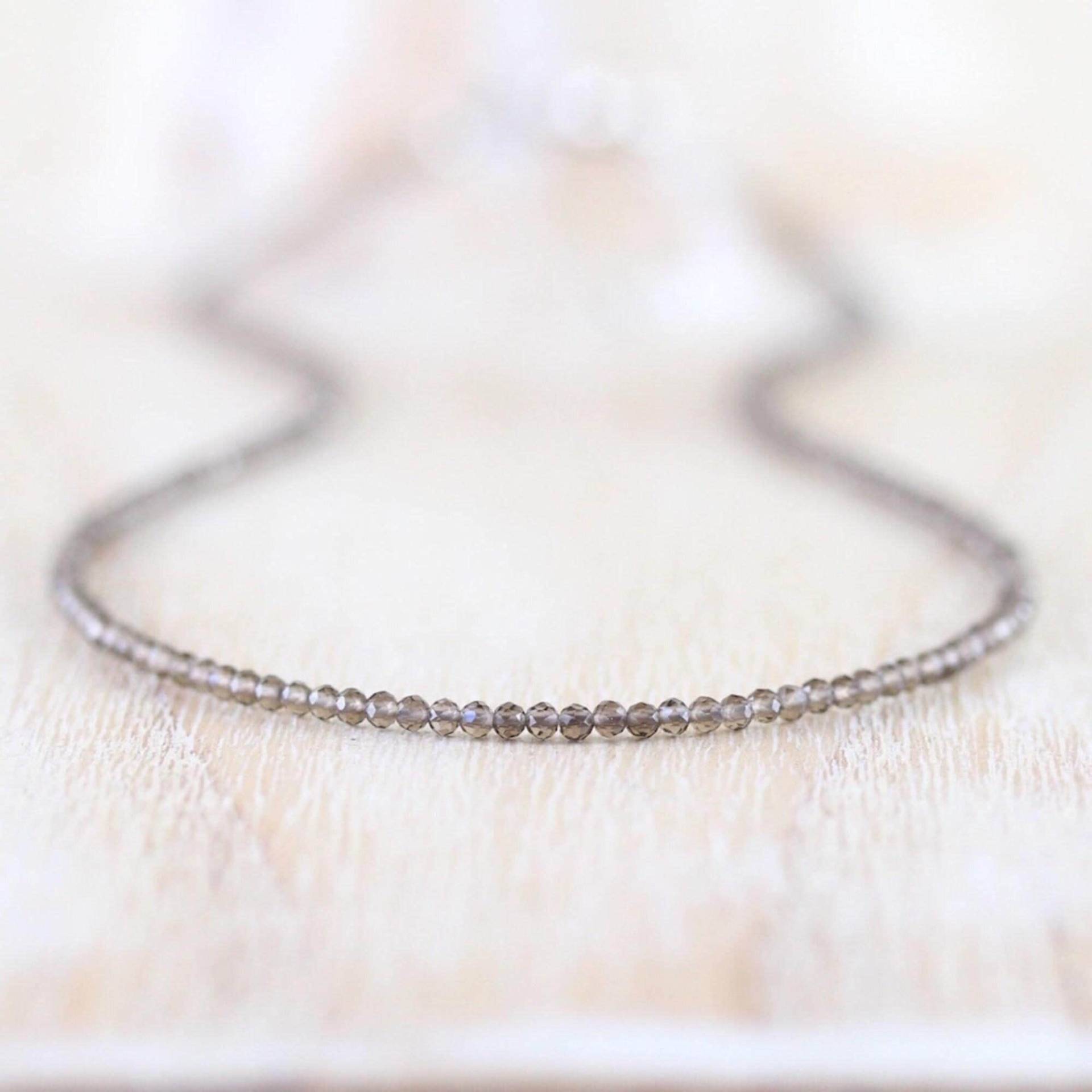 Natürliche Rauchquarz Halskette Aus Sterling Silber, Gold Oder Rosegold Filled, Zierliche Aaa Edelstein Halsband, Lange von EllaArtisanJewellery