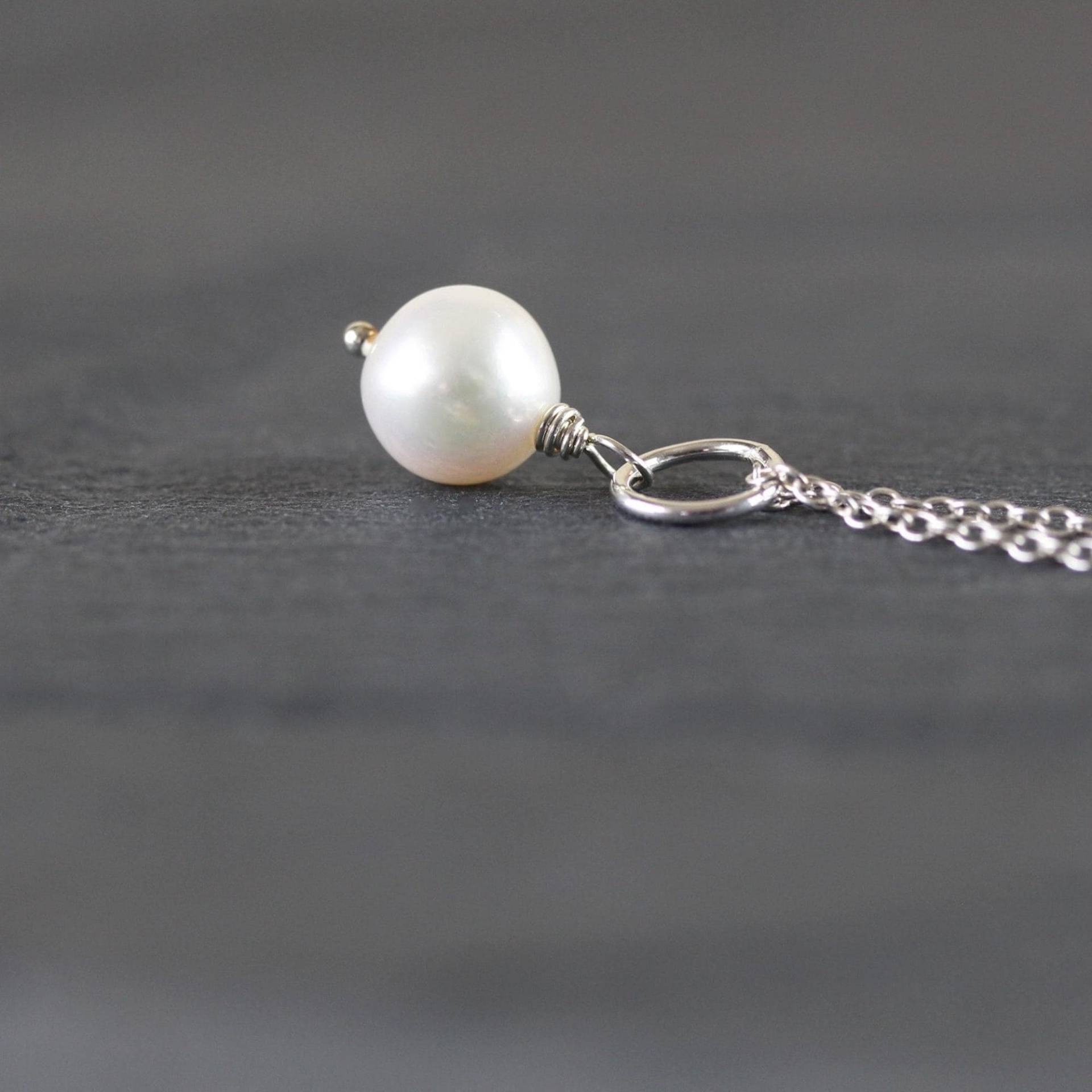 Süßwasser-Perle Anhänger in 925 Sterling Silber, 14Kt Gold Oder Rose Fill, Naturweiß 10 Mm Runde Perlen-Halsketten-Charme, Baumeln von EllaArtisanJewellery