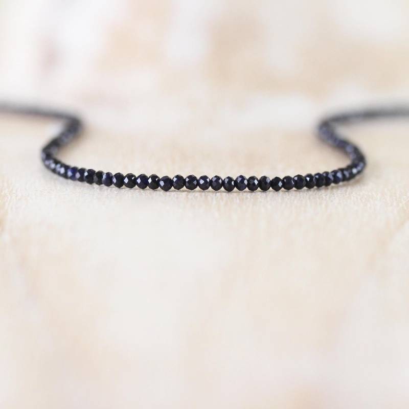 Tiefblaue Saphir Perlen Halskette in Sterling Silber, Gold Oder Rosegold Filled, Zierliche Edelstein Halskette, Lange von EllaArtisanJewellery