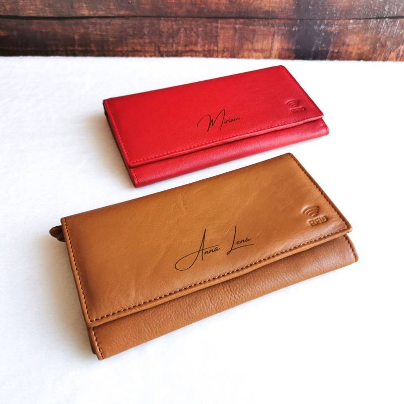 Portemonnaie Damen Personalisiert Mit Namen | Geldbeutel Rfid-Schutz Aus Rind Leder Weihnachten Geburtstag Geschenkidee von EllaEisvogel