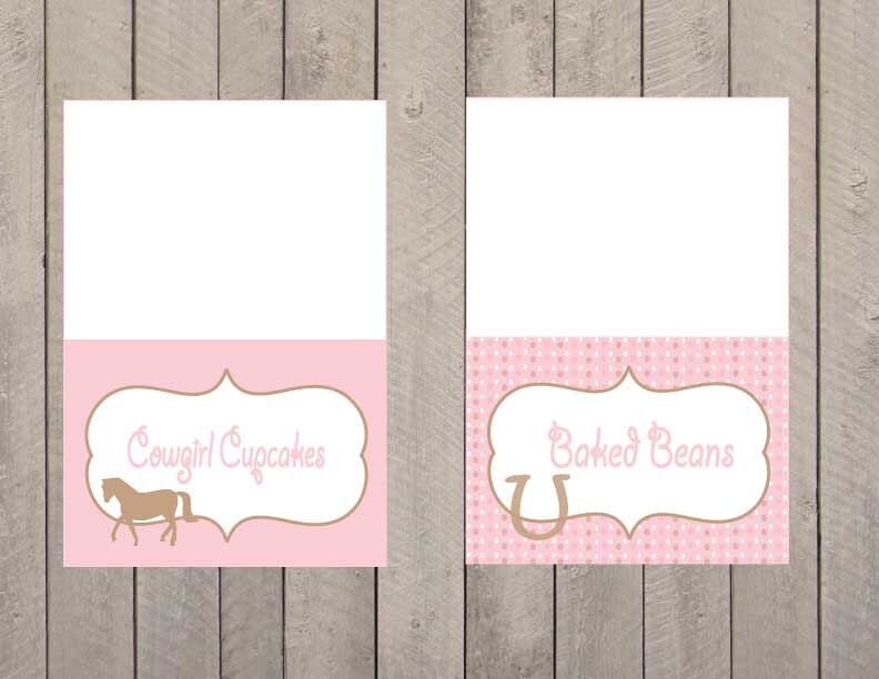 Cowboy Oder Cowgirl Pferdereit Food Label Zeltkarten Party-Platzkarten, Kentucky Derby Pony Party Printables - Mit Individualisierung von EllaJaneCrafts