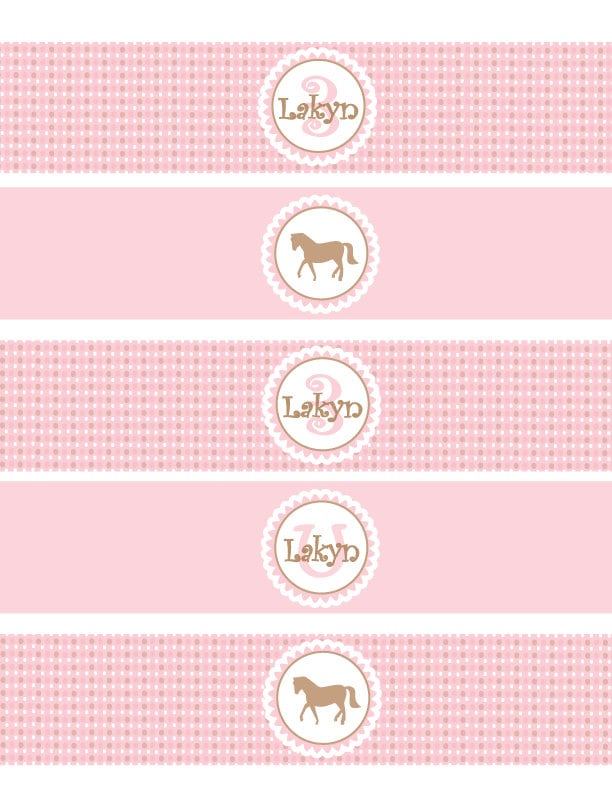 Cowgirl Oder Cowboy Horse Birthday Collection-(Pink, Lila Blau Party Wasserflasche Getränkeetikett Pdf-Datei von EllaJaneCrafts