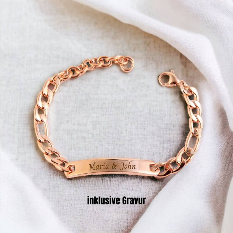 Armband Inklusive Gravur, Armkettchen Roségold, Personalisierter Schmuck, Armkette Mit Personalisiert, Geschenk Valentinstag von EllaMiaBella