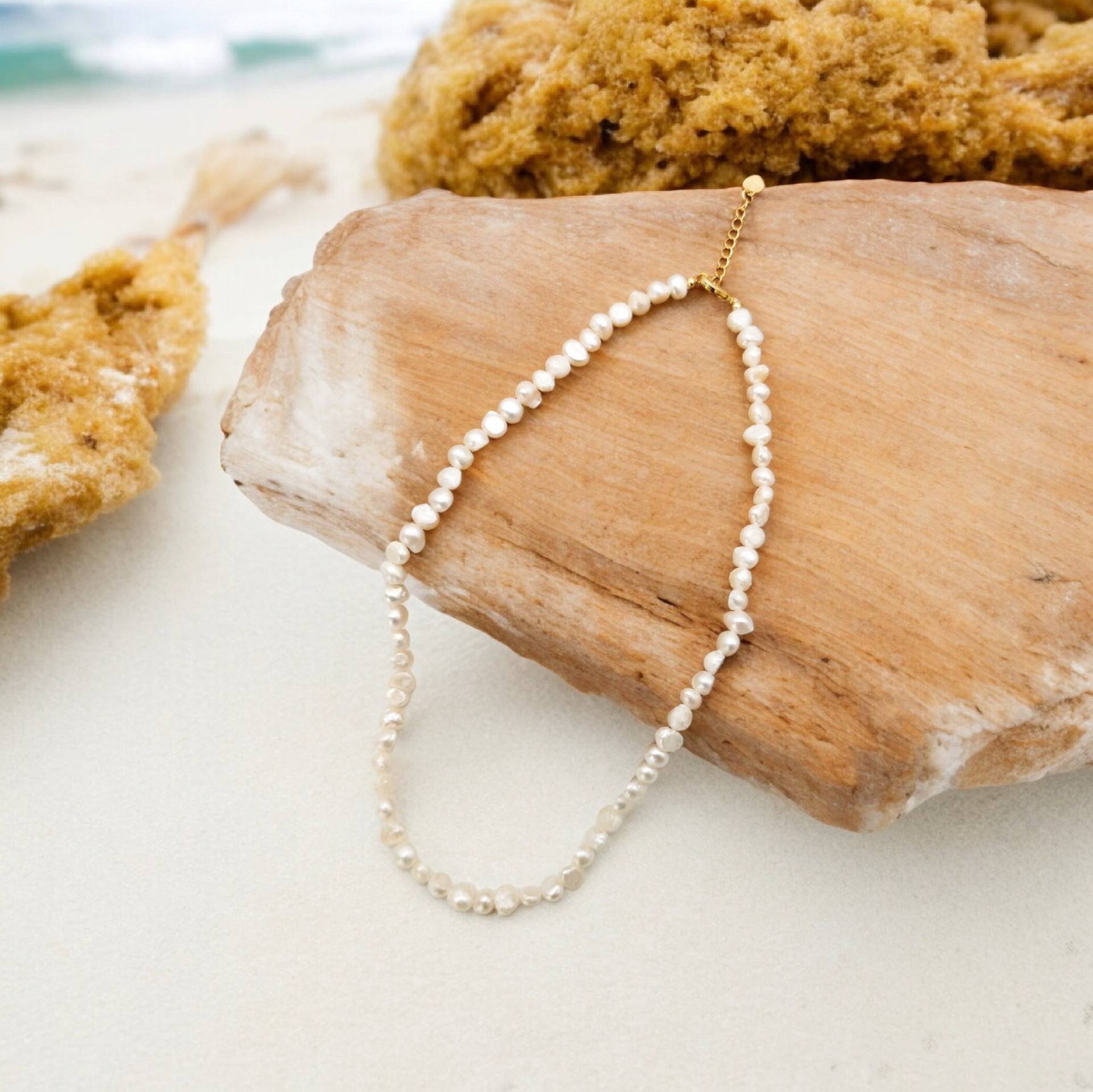 Echte Süßwasserperlenkette, Halkskette Für Frauen, Barockperlen, Perlenkette, Perlen, Geschenkidee Ehefrau, Freundin, Mama, Beachlook von EllaMiaBella