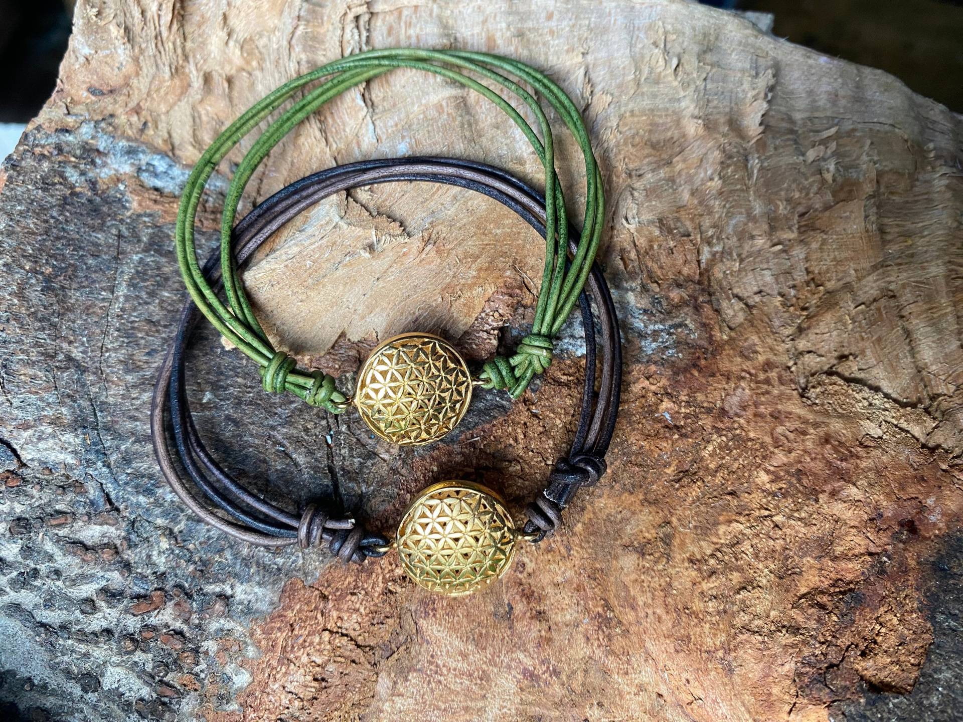Blume Des Lebens, Lederarmband Vergoldet von EllaMinella
