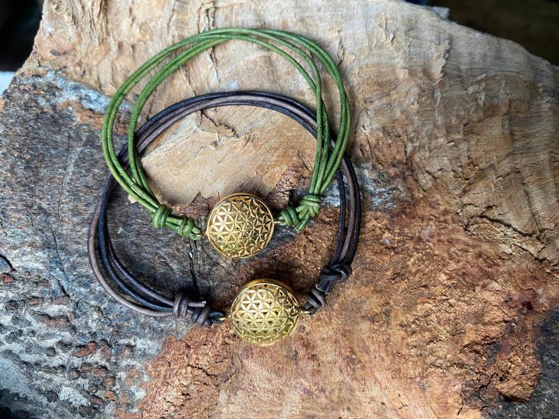 Blume Des Lebens, Lederarmband Vergoldet von EllaMinella