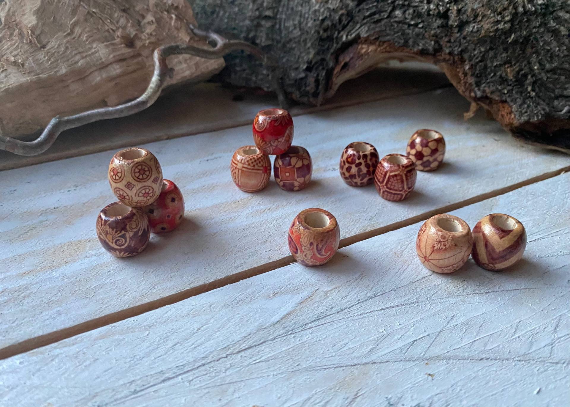 Dreadschmuck Holz Perle Groß Blumen Ornamente.dreadschmuck, Dreadlocks Beads, Dreadlock Accessoires von EllaMinella