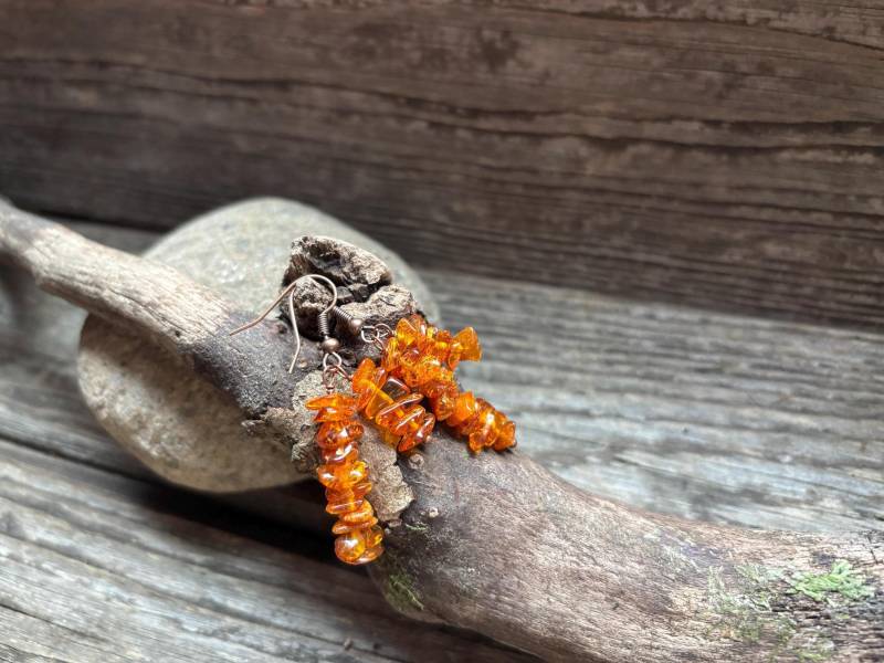 Ohrschmuck Mit Bernstein, Kupfer, Verspielt von EllaMinella