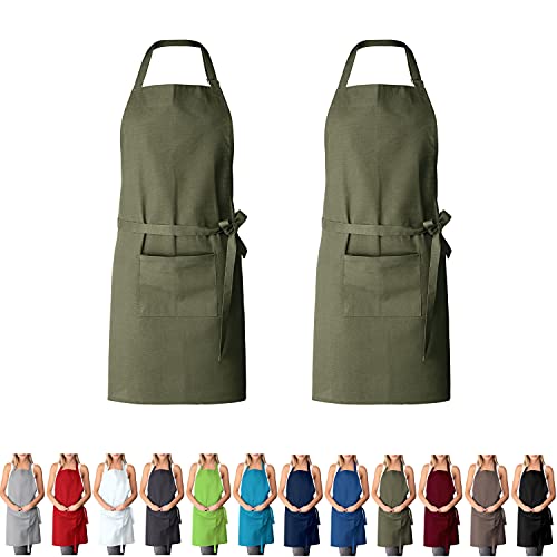 EllaTex DOPPELPACK Damen/Herren/Unisex Schürze Kochschürze Kellnerschürze Bistroschürze Küchenschürze Grillschürze Latzschürze 100% Baumwolle, Farbe: 2er PACK Khaki EllaTex DOPPELPACK Damen/Herren/Unisex Schürze Kochschürze Kellnerschürze Bistroschürze Küchenschürze Grillschürze Latzschürze 100% Baumwolle, Farbe: 2er PACK Khaki von EllaTex
