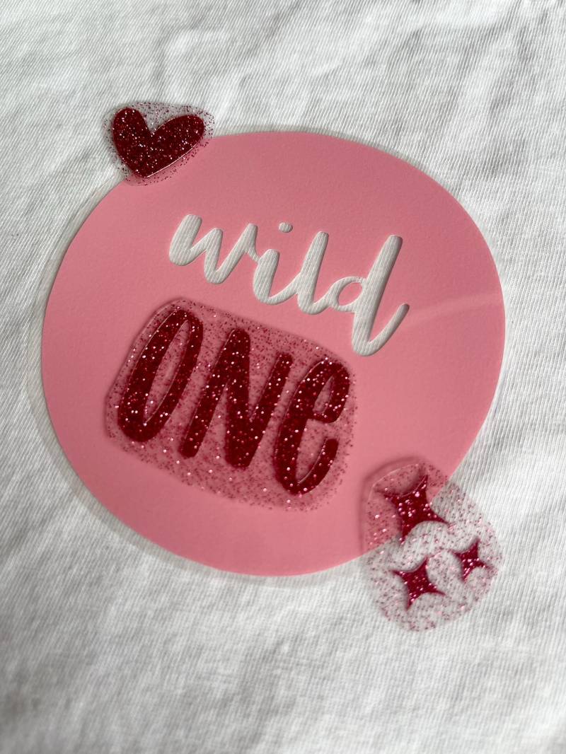 Bügelbild „Wild One" Glitzer L Kinder Aufbügler Erster 1. Geburtstag von EllaUndVi