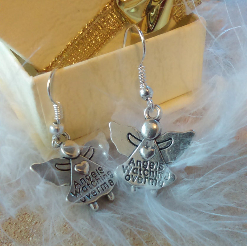 Silber Vergoldet Engel Ohrringe | Engel Wachen Über Mich Eingeschrieben Silber Vergoldet Engel Ohrringe | Engel Wachen Über Mich Eingeschrieben von Ellajhandmadejewels