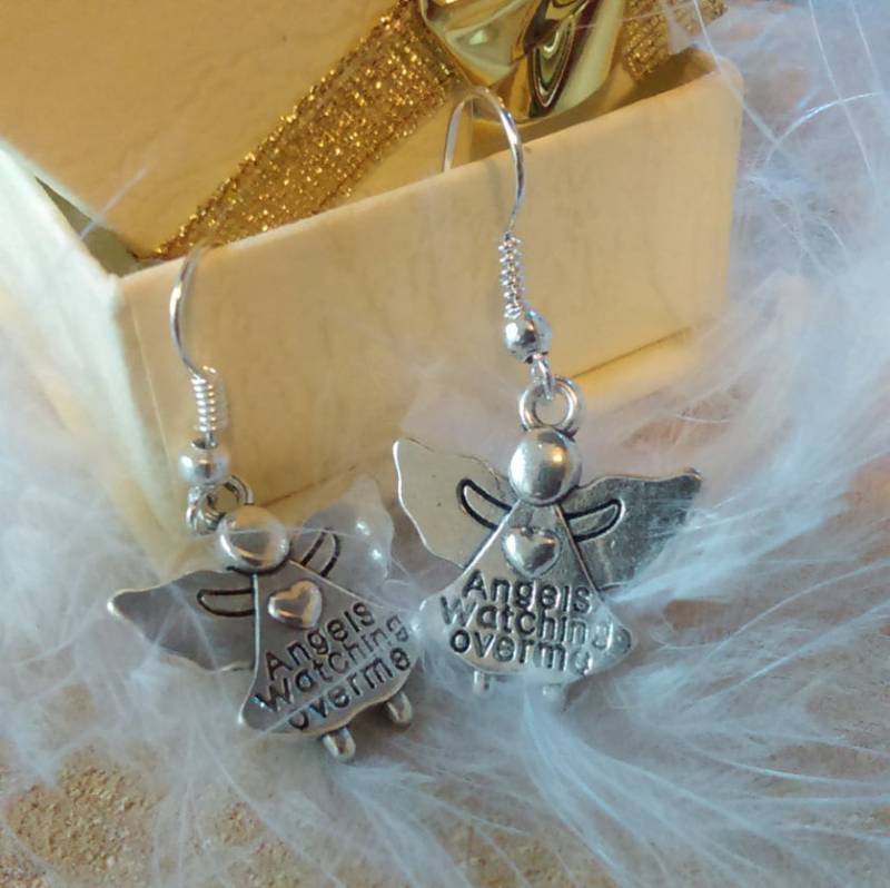 Silber Vergoldet Engel Ohrringe | Engel Wachen Über Mich Eingeschrieben Silber Vergoldet Engel Ohrringe | Engel Wachen Über Mich Eingeschrieben von Ellajhandmadejewels