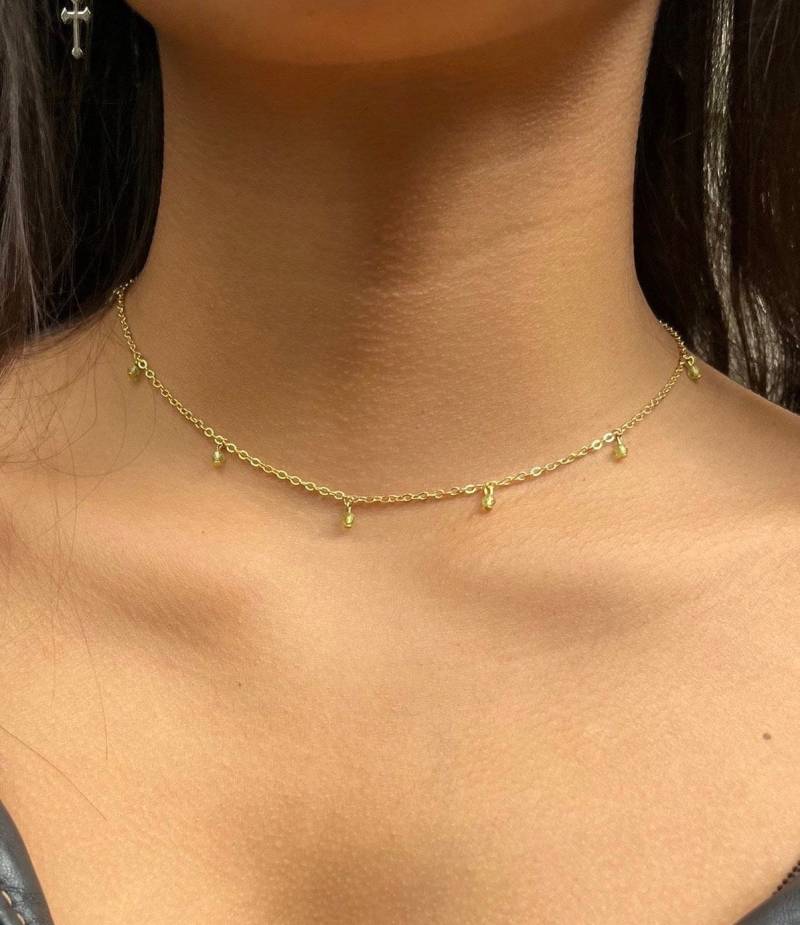 Wunderschöne 18K Vergoldete Halskette Mit Echten Peridot-Edelsteinen von EllasPiecesDE