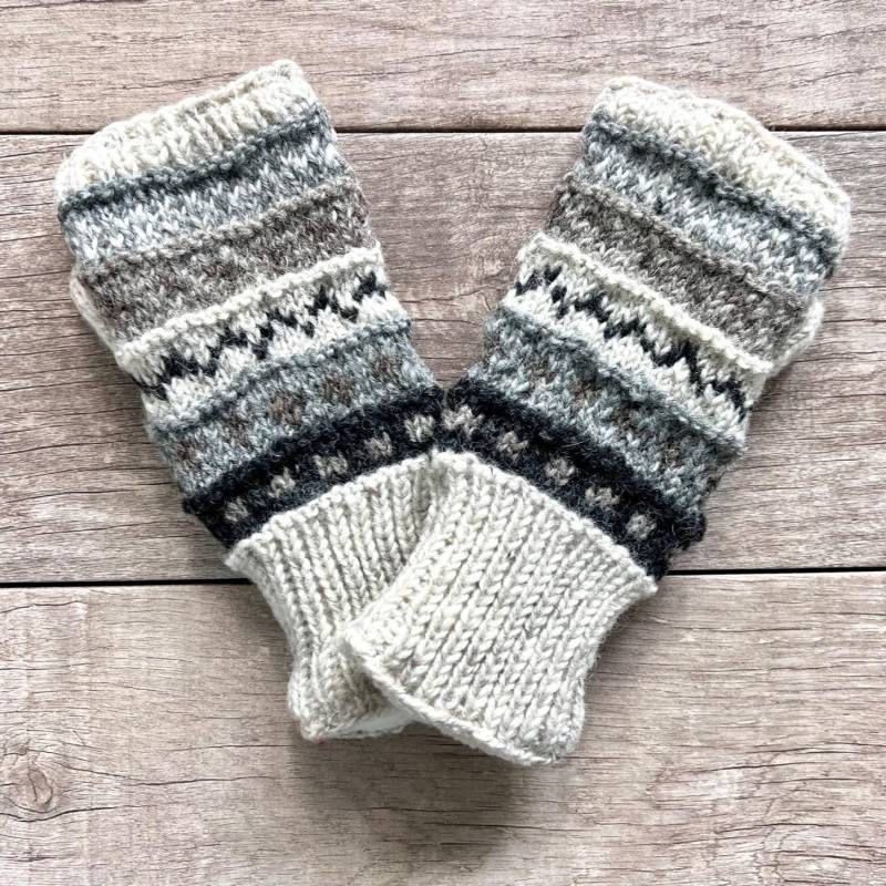 Handgestrickte Graue Streifen Fingerlose Handschuhe Wolle Texting Fleece Gefüttert Winter Damen Teen Mädchen Geburtstag Weihnachtsgeschenk von Ellasussman