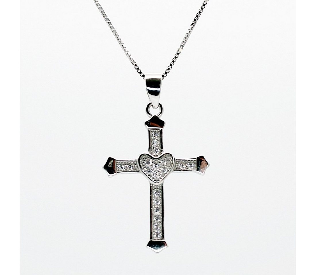 ELLAWIL Kreuzkette Damen Halskette mit Kreuzanhänger Kreuz mit Zirconia Silberkette (Kettenlänge 50 cm, Sterling Silber 925), inklusive Geschenkschachtel von ELLAWIL