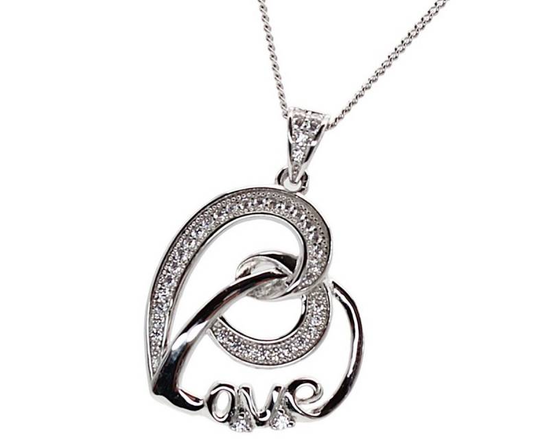 ELLAWIL Silberkette Kette mit Herz Anhänger Damen Zirkonia Halskette Mädchen (Kettenlänge 50 cm, Sterling Silber 925), inklusive Geschenkschachtel von Ellawil