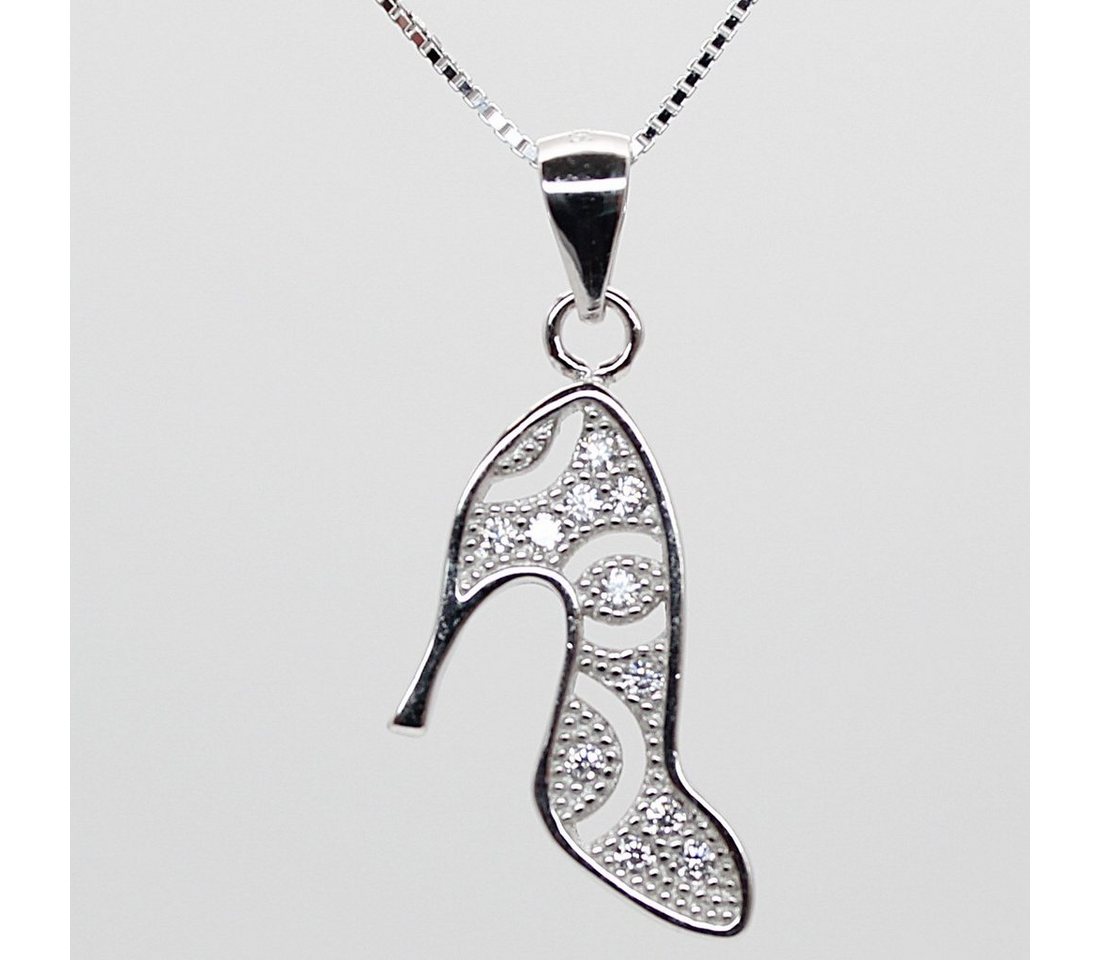 ELLAWIL Silberkette Kette mit High Heels Anhänger Damen Zirkonia Halskette Mädchen (Kettenlänge 50 cm, Sterling Silber 925), inklusive Geschenkschachtel von Ellawil