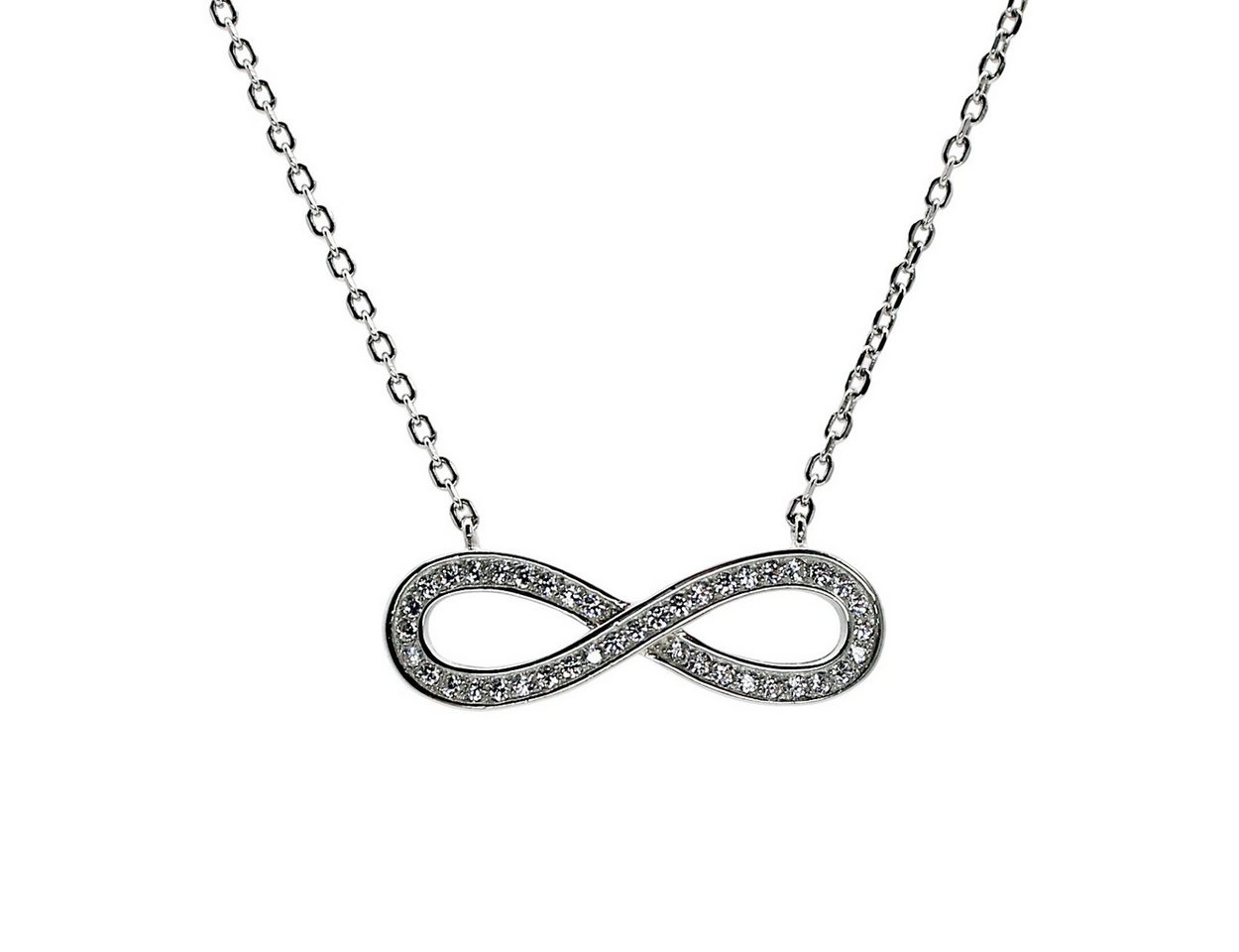 ELLAWIL Silberkette Kette mit Unendlichkeit Anhänger Zirkonia Infinity Halskette Mädchen (Kettenlänge 47 cm kürzbar auf 43,5 cm, Sterling Silber 925), inklusive Geschenkschachtel von Ellawil