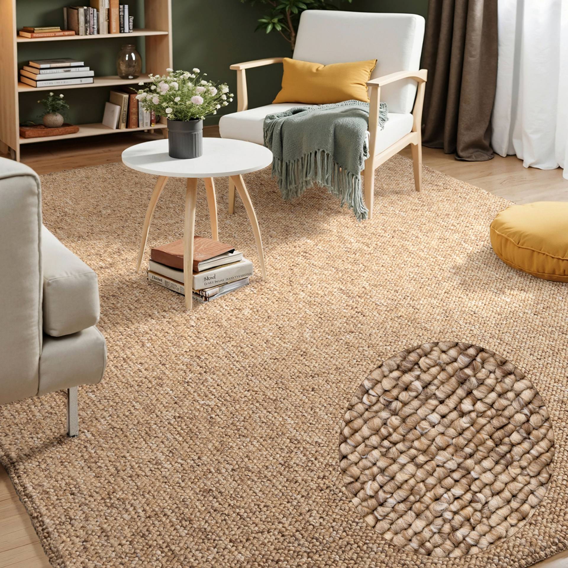 ELLE DECORATION Teppich "Rocco", rechteckig, 10 mm Höhe, Läufer, waschbar, Wohnzimmer, Esszimmer, Woll-Optik von Elle Decoration
