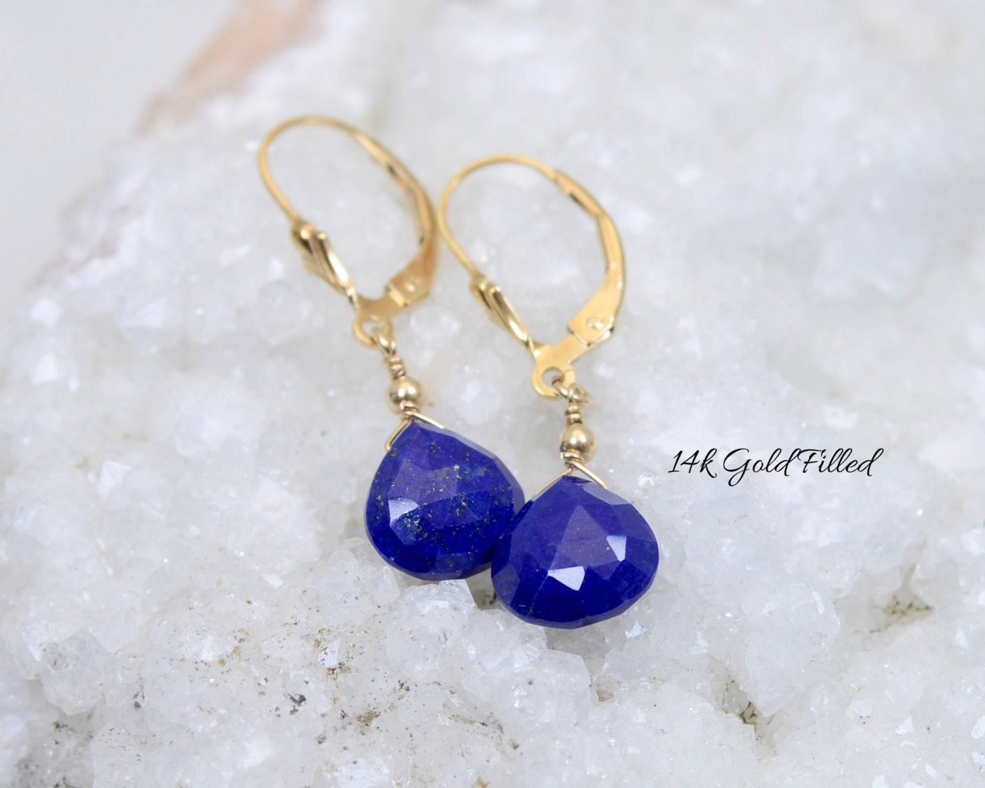 Aa Lapis Lazuli Ohrringe in Gold Oder Silber | Schmuck Perlen Stein von ElleBernardGems