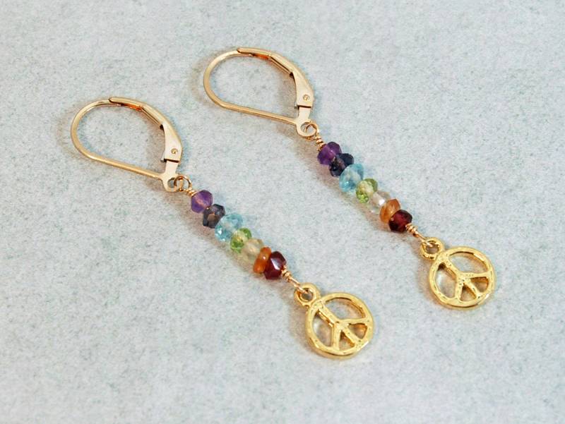 Chakra Steine/Chakra Ohrringe Peace Sign Schmuck Stein Set Kristalle Energie von ElleBernardGems
