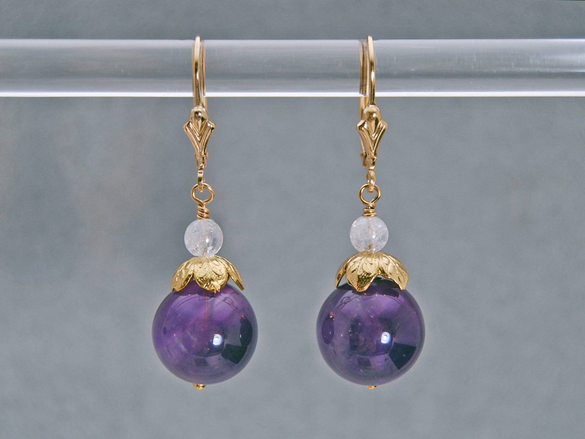 Echte Amethyst Ohrringe in 925 Sterling Silber Oder 14K Gold Fill | Rund Lila Edelstein Schmuck Februar Geburtsstein von ElleBernardGems