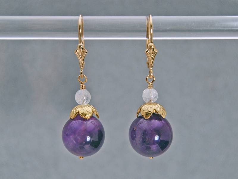 Echte Amethyst Ohrringe in 925 Sterling Silber Oder 14K Gold Fill | Rund Lila Edelstein Schmuck Februar Geburtsstein von ElleBernardGems
