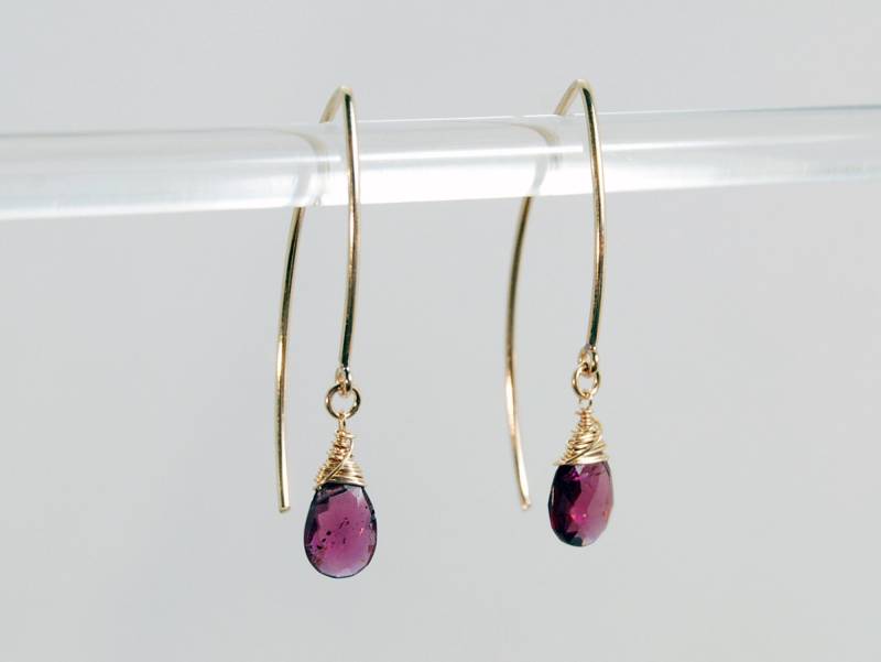 Elegante Roter Granat Edelstein Ohrringe in Silber Oder Gold, Januar Geburtsstein Schmuck von ElleBernardGems