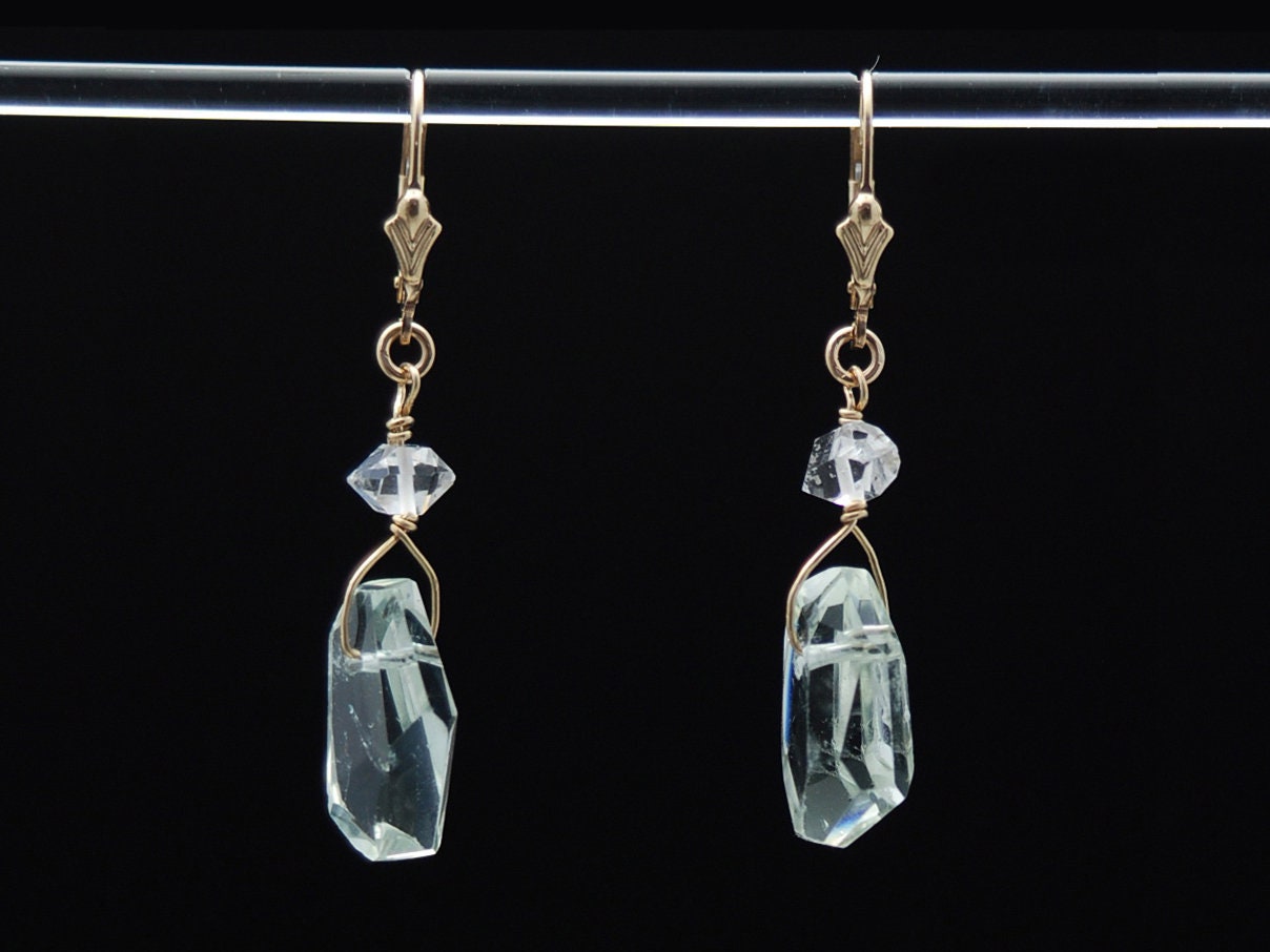 Grün Amethyst Ohrringe | Und Herkimer Diamant Healing Vibration in 14K Gold Fill von ElleBernardGems