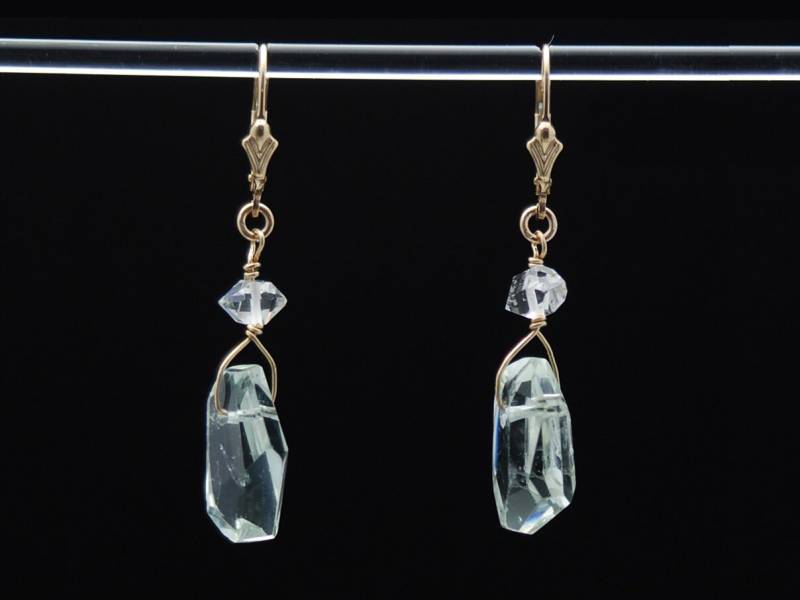 Grün Amethyst Ohrringe | Und Herkimer Diamant Healing Vibration in 14K Gold Fill von ElleBernardGems