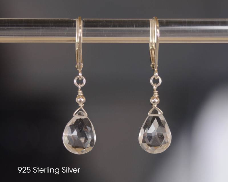 Klare Quarz Sterling Silber Ohrringe | Clear Quartz 14K Gold Filled Silberne Mit Teardrop Facettierte Tropfen Klare Quarz Sterling Silber Ohrringe | Clear Quartz 14K Gold Filled Silberne Mit Teardrop Facettierte Tropfen von ElleBernardGems